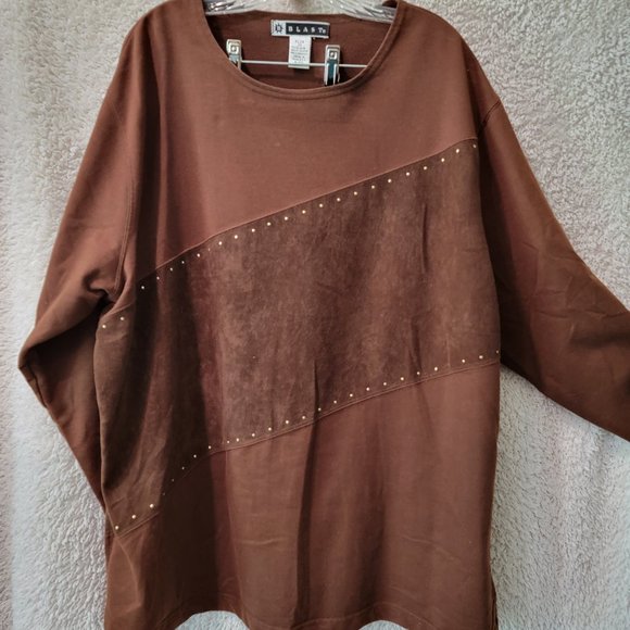 Vintage 90's Blast Brand - Dark Brown Shirt and Jacket - Faux Suede - 2x - Picture 3 of 5